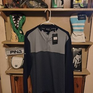 Men's Navy and Gray Quarter-Zip Jacket